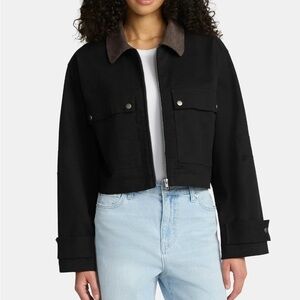 No Boundaries Black Cropped Utility Jacket